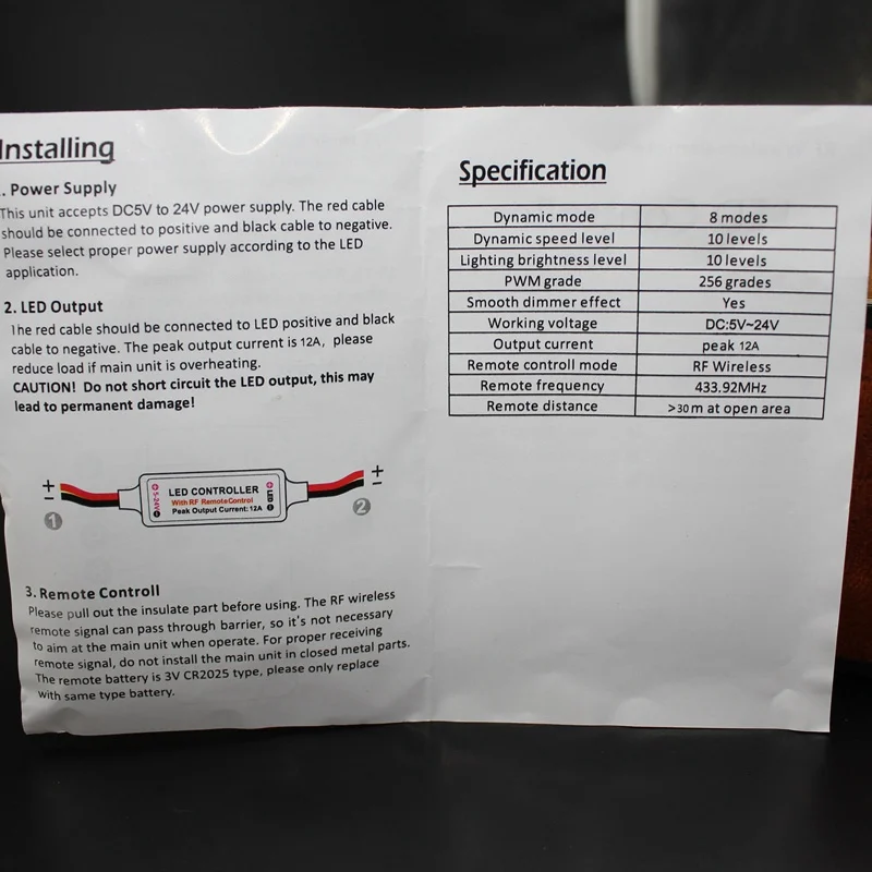 DC 5V 12V 24V 12A Mini RF Wireless LED Remote Controller Led Dimmer Driver For Single Color LED Strip SMD 5050/3528/5730/3014