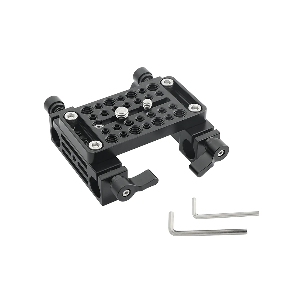 Piastra per formaggio inferiore CAMVATE con doppio supporto per asta LWS da 15mm per DSLR supporto per asta per gabbia per fotocamera DSLR C2578