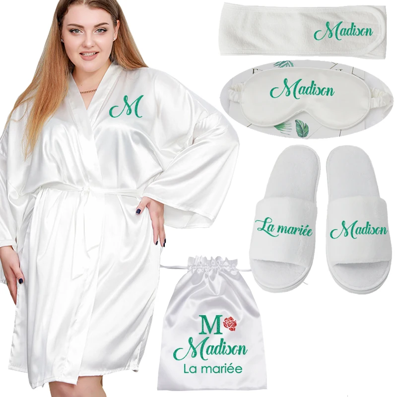 Personalized Custom Name 4XL Big Size Print Wedding Bride Team Robes Bridal Party Robes Bridesmaid Robes gift