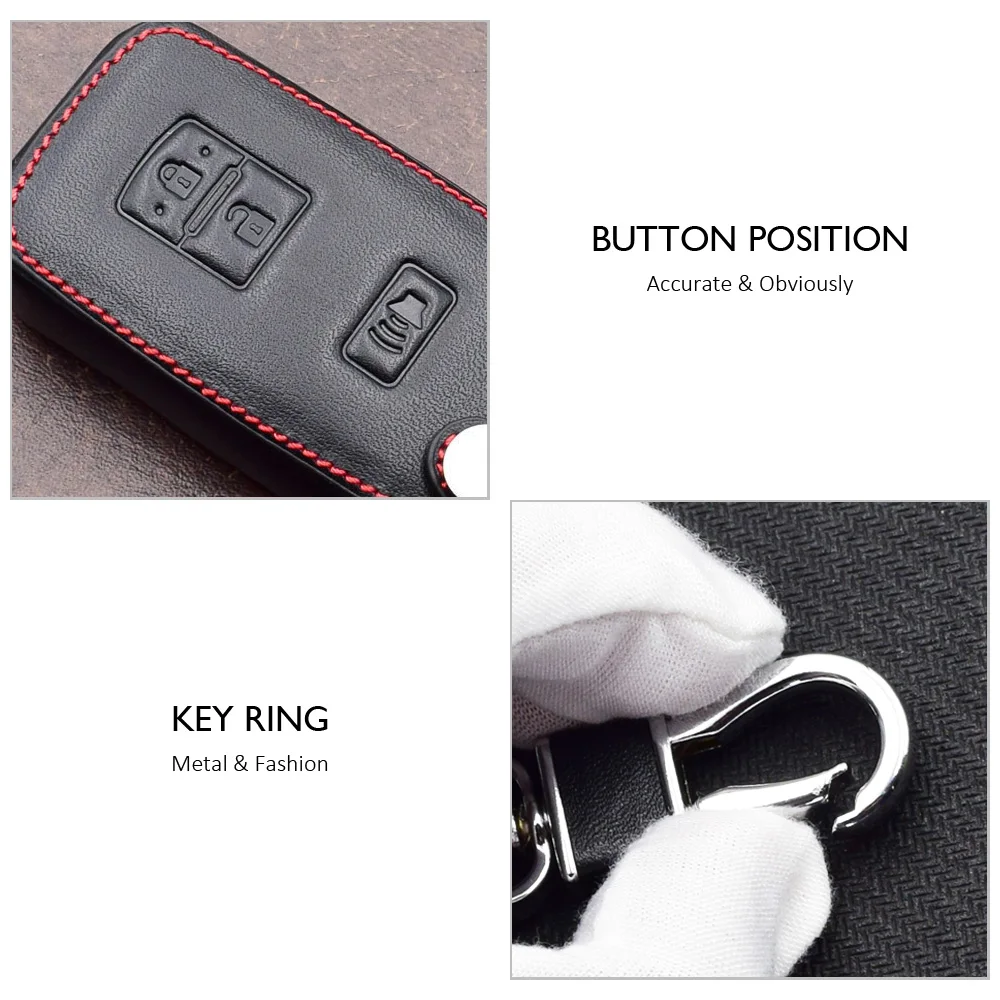 Leather Car Key Cover Bag For Toyota Tacoma Land Cruise 2016 2017 Smart Keychain Remote Fobs Shell Protector Case Auto Accessory