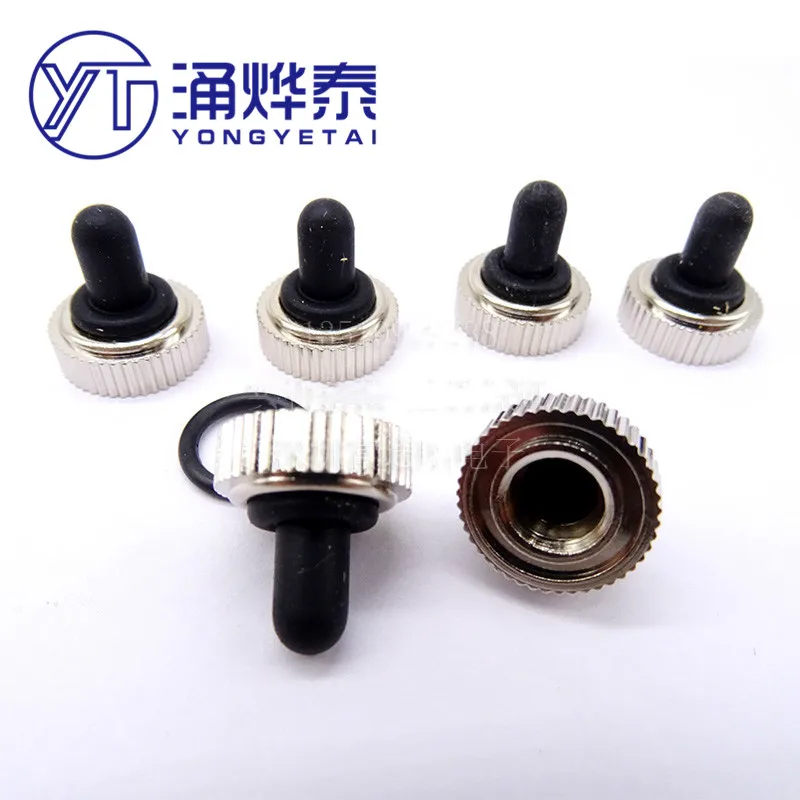 YYT 5PCS T80-T 6MM screw thread matching button switch waterproof cap E1-H black silicone all-inclusive