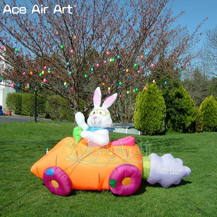 

Free Express Outdoor Inflatable Easter Bunny, Rabbit In A Radish Cart Model For Garden Yard Easter Decor Made By Ace Air Art