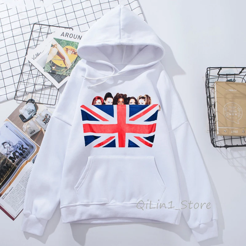 Chất Lượng Cao Pop Ban Nhạc Nữ Đựng Gia Vị Bé Gái Áo Hoodie Nữ Vintage 90 Sudadera Mujer Dạo Phố Cao Cấp Hoodie