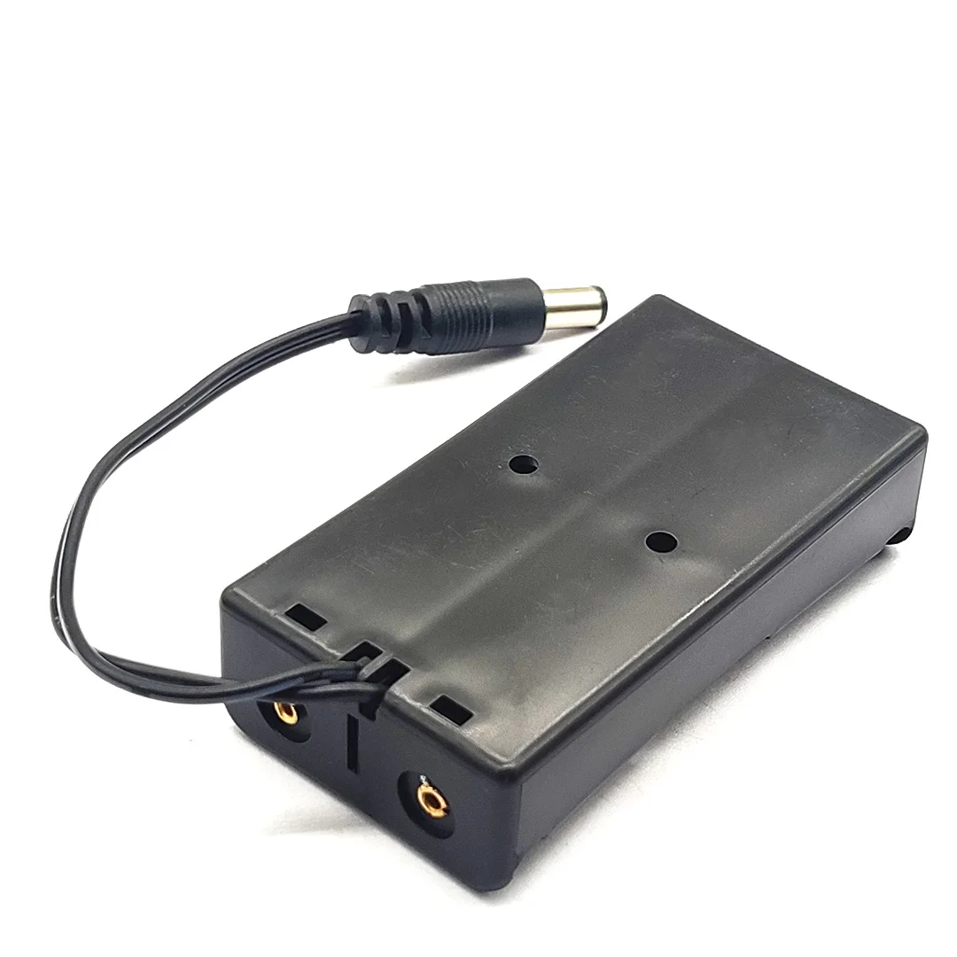 Soporte de batería 18650, caja de almacenamiento de batería 18650 para 2x18650 con conexión de serie de enchufe de alimentación DC 5,5*2,1mm