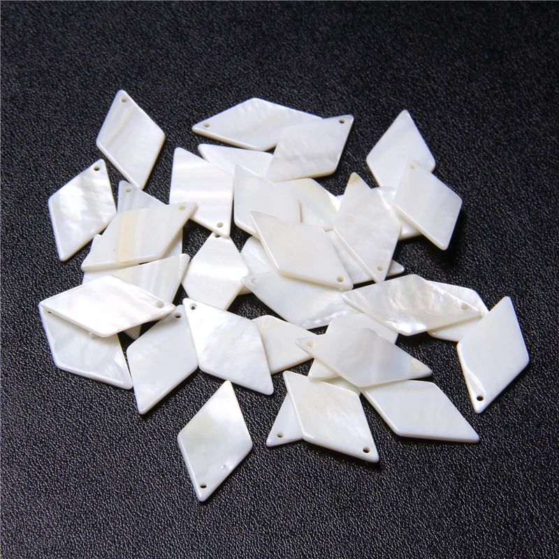 Flat Rhombus Charms Beads Natural Mother of Pearl Shell Beads Square Shell Pendant for Jewelry making DIY Necklace Accessories