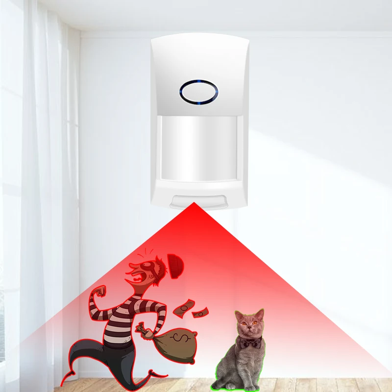 433MHz Motion Sensor Wireless Infrared PIR Detector Indoor 25kg PET Immune Detectors Wholesale For Home Security Alarm System