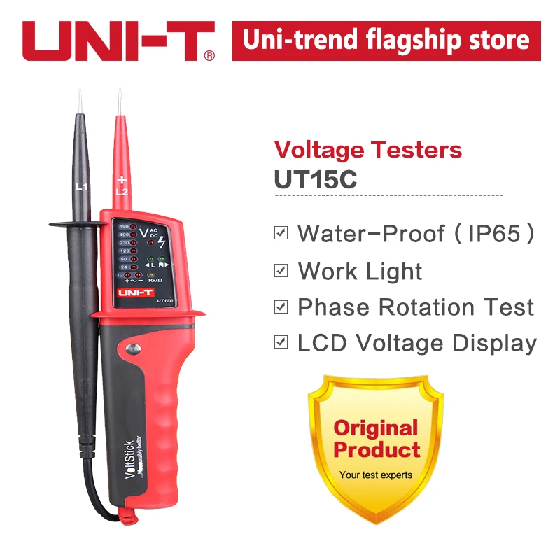 UNI-T AC/DC Tester di Tensione Voltstick Impermeabile Tester di Tensione LED di Indicazione Singolo Piombo L2 di Rilevamento della Tensione