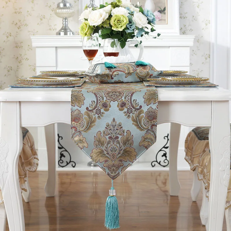 European Style Simple Fashion New Chinese Style American Table Runner Blue Modern Table Decoration Cloth Coffee Table Runner