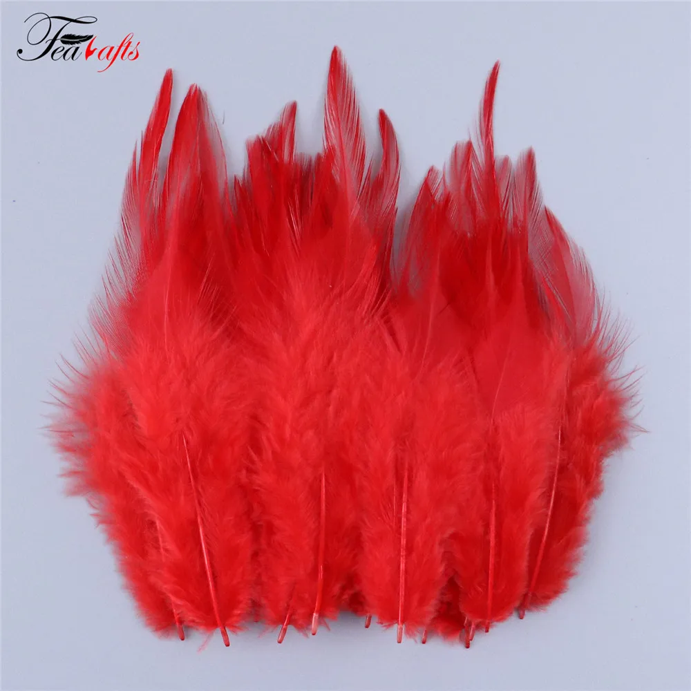 100pcs Rooster Feather Plume For Jewelry Making Pink Fly Tying Plumas Wedding Dress Decorative Dream Catcher Feathers DIY Crafts