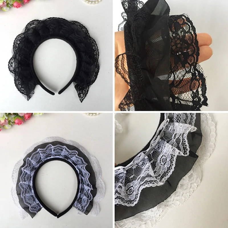 Lolita Lace Hairband para Mulheres e Meninas, Anime Maid Cosplay, Hoop de Cabelo, Fita Headband, Acessórios Doces