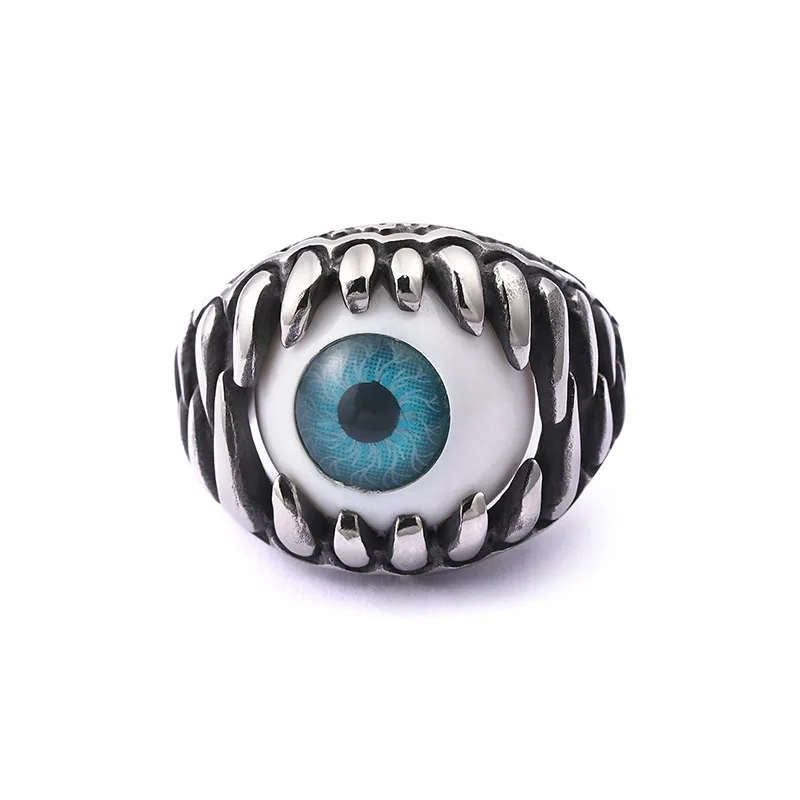 European Gothic Rock Almighty Eye Creative Cat Opaque Titanium Steel Cast Men's Ring