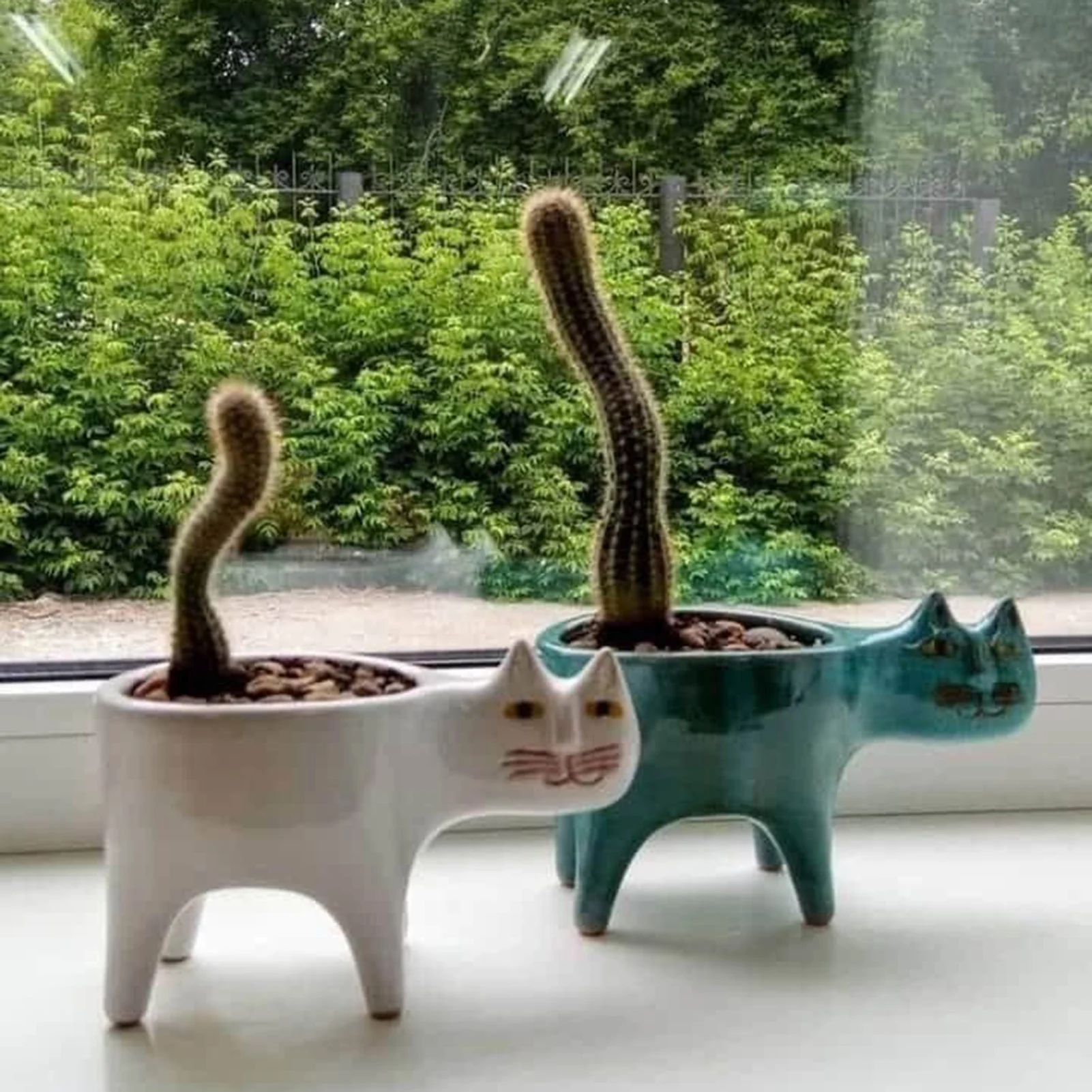 Cute Cat Tail Flower Pot Ceramic Personality Creative Cactus Succulent Simple Decoration Desktop Cartoon Animal Ornaments