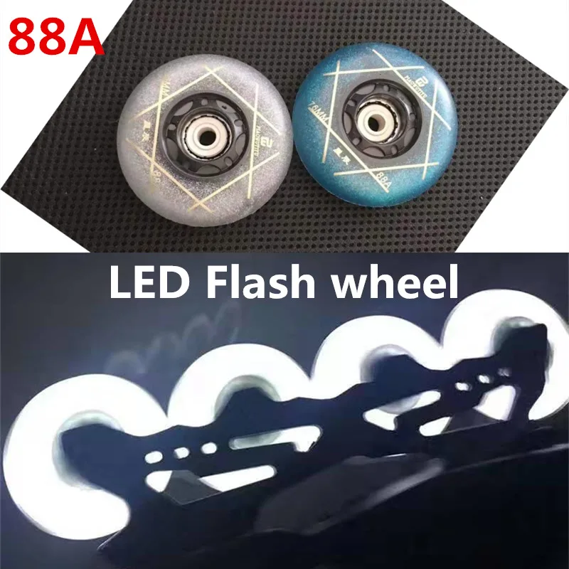 

88A LED skating wheel for SEBA High HV HL slalom skates ruedas 72 76 80 magnetic FSK KSJ IGOR Sky Roller skates patines tyres