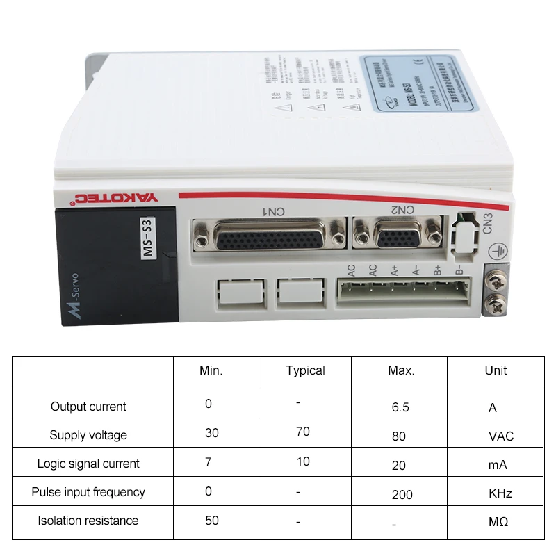 Il servoazionamento ibrido 1PH 30 ~ 80VAC 6.0A di YAKO MS-S3 con adattamento dell'azionamento del visualizzatore digitale YK286EC118A1 ha chiuso il motore 8.2N.M del ciclo