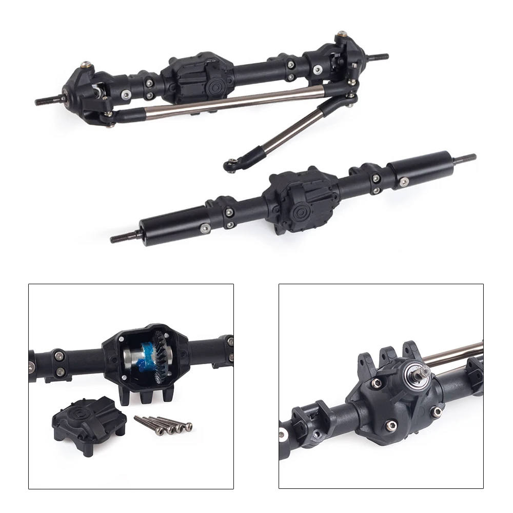 1/10 RC Crawler Car Plastic Forward Reverse Front Rear Axle with Steering Servo Link for Axial SCX10 II 90046 90047 RGT 86100