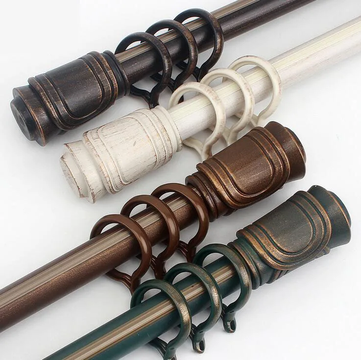 

Antique art aluminum alloy perforated curtain rod Roman rod bracket Nordic curtain track accessories single pole double rod