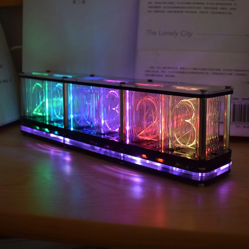 DIY Kits RGB LED Imitate Glow Tube Clock LED Music Spectrum Time tube Night light Full Color RGB Home Decoration Gift