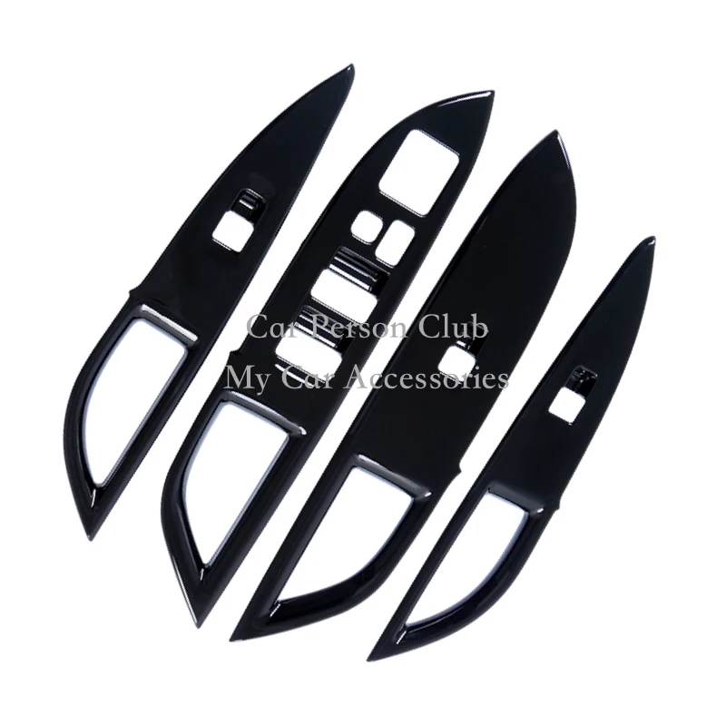 For Mitsubishi Outlander 2013-2022 Door Window Lift Switch Armrest Cover Trims ABS Chrome Stiker Car-Styling 4 Style Accessories