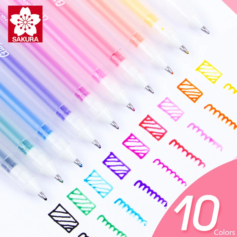 

10 Colors Japan Sakura Gelly Roll Glaze Gel Pen Set 3-dimensional Glossy Ink Pigment Kids Drawing DIY Decoration School Supplies