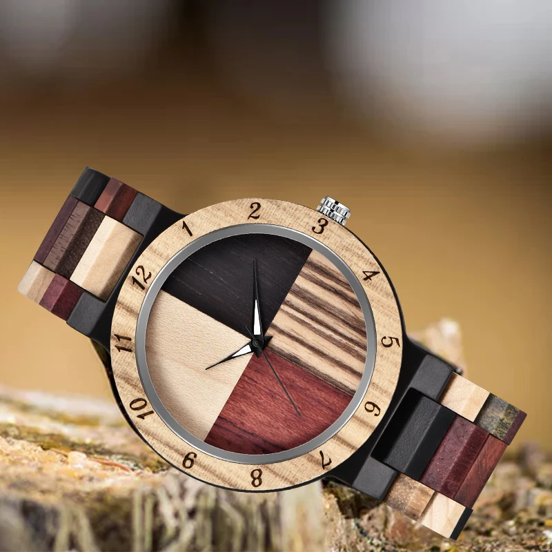 DROP SHIPPING Creative Full Natural Wood Male Watches Handmade Bamboo Novel Fashion Men Women Wooden Bangle Quartz Wrist Watch