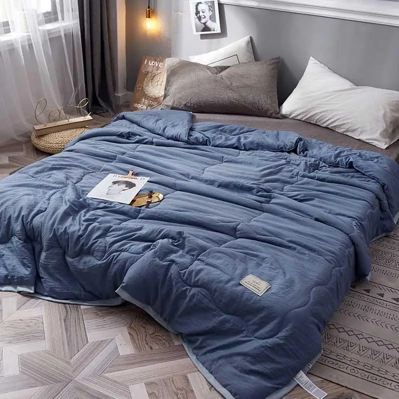 28Summer Cotton Blend Quilt Quilted Solid Colors Soft Breathable Air Condition Quilts Cozy Single Double People Coverlet Bedding