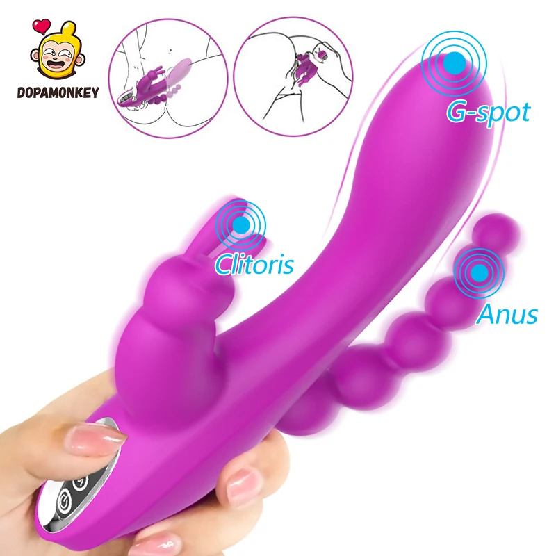 

G-spot+Clitoris+Anal Stimulator Vibrator For Female Masturbation Three-point Stimulation Vibrator Sex Toys For Woman Anal plug