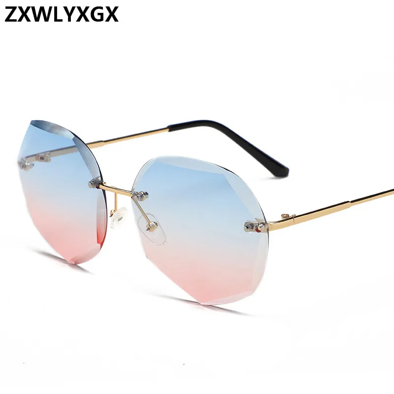 ZXWLYXGX Design Fashion Lady Sun glasses 2020 Rimless Women Sunglasses Vintage Alloy Frame Classic Brand Designer Shades Oculos