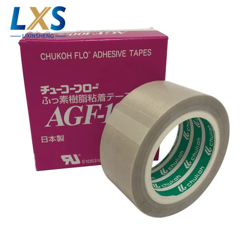 5 Rolls/Lot 100% Japan CHUKOH FLO AGF-100FR 0.13x50mmx10m PTFE Masking Tape Silicone Adhesive Tapes