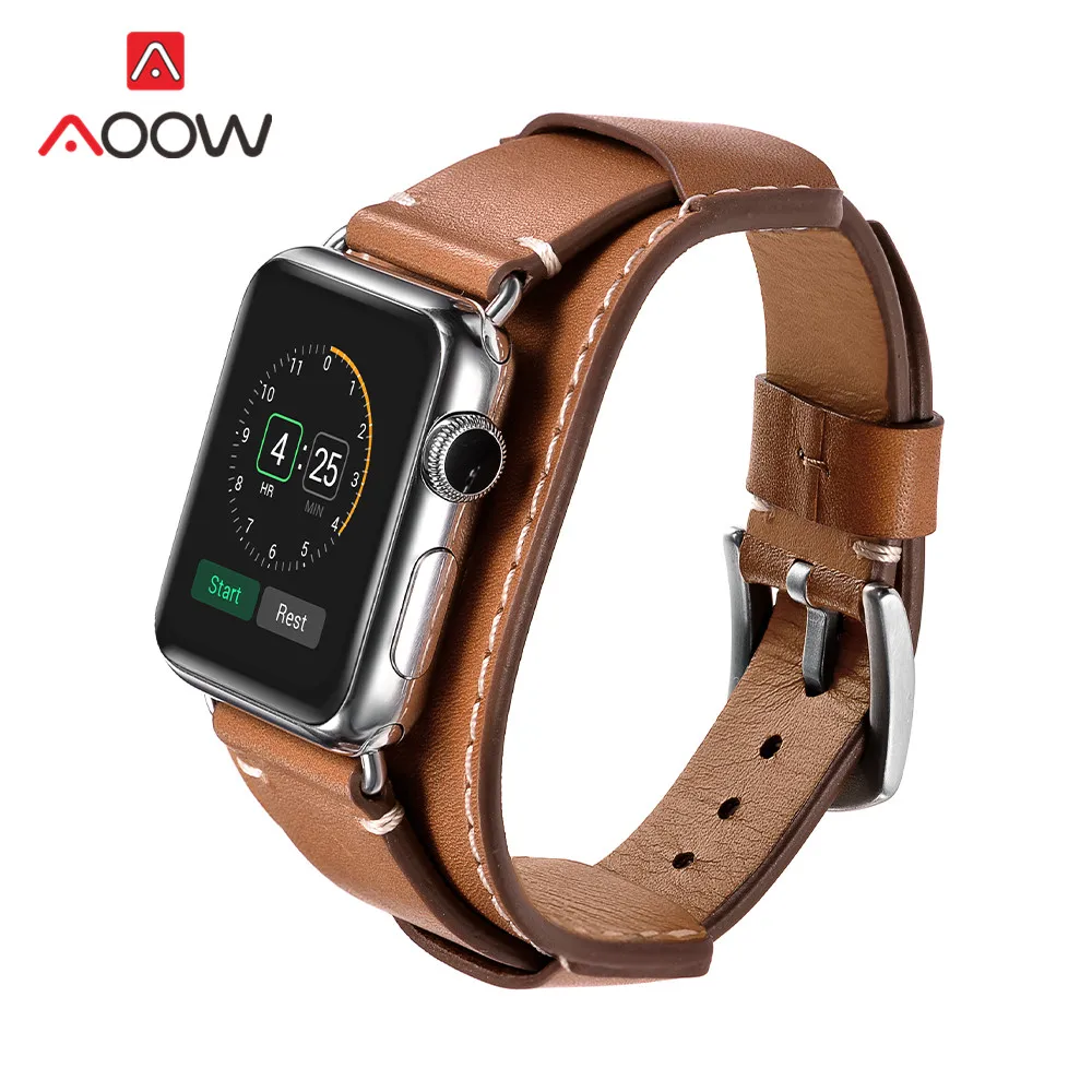 Genuine Leather Strap for Apple Watch iWatch SE 7 6 5 4 3 2 41mm 45mm 38mm 42mm 40mm 44mm Men Crazy Horse Leather Watch Band