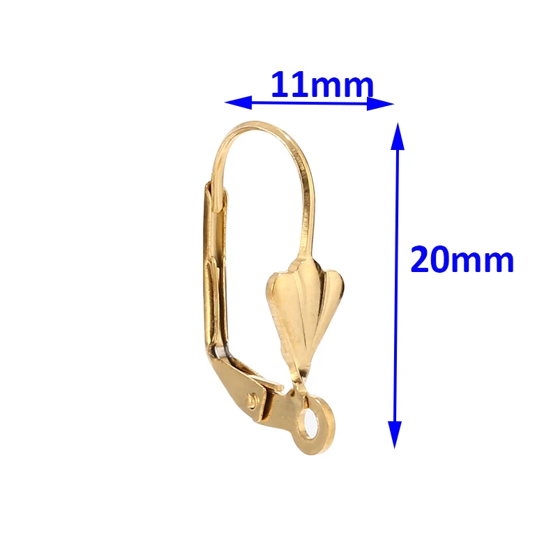 20 Gold  Leverback Earwire Stainless Steel Hoop Earring Findings For DIY Women Earrings Jewelry Connector Making