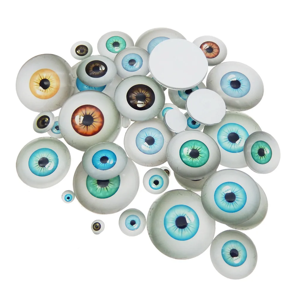 Julie Wang 6-30MM Tier Menschliches Augen Glas Cabochon Flatback Scrapbooking Dome Drachen Bösen Augen Muster Spielzeug Handwerk DIY Zubehör