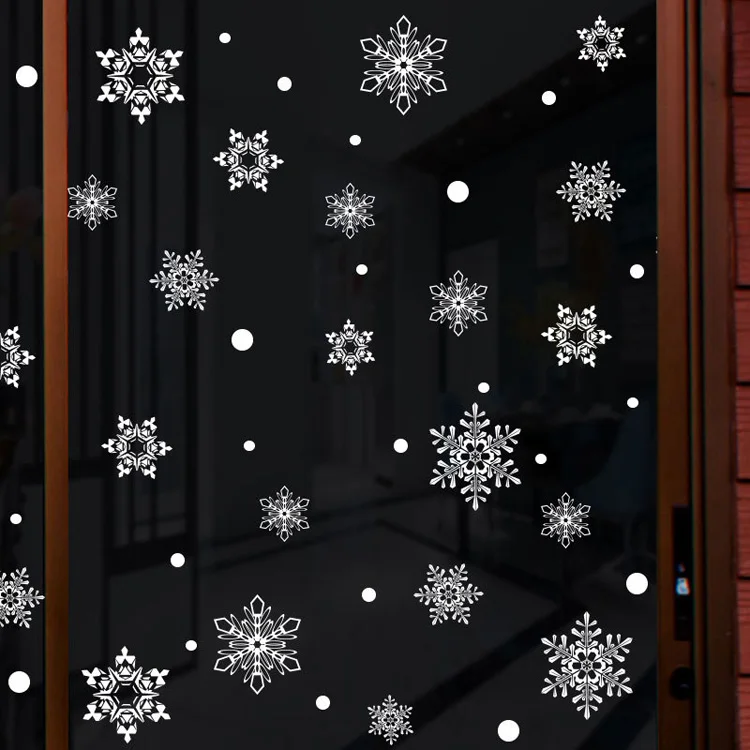 Weiße/Rote/Blaue Weihnachts-Schneeflocken-Elektrostatische Aufkleber für Glasfensterdekoration, Neujahrs-Wandaufkleber, Heimdekorationsaufkleber, Tapete – Detail 6