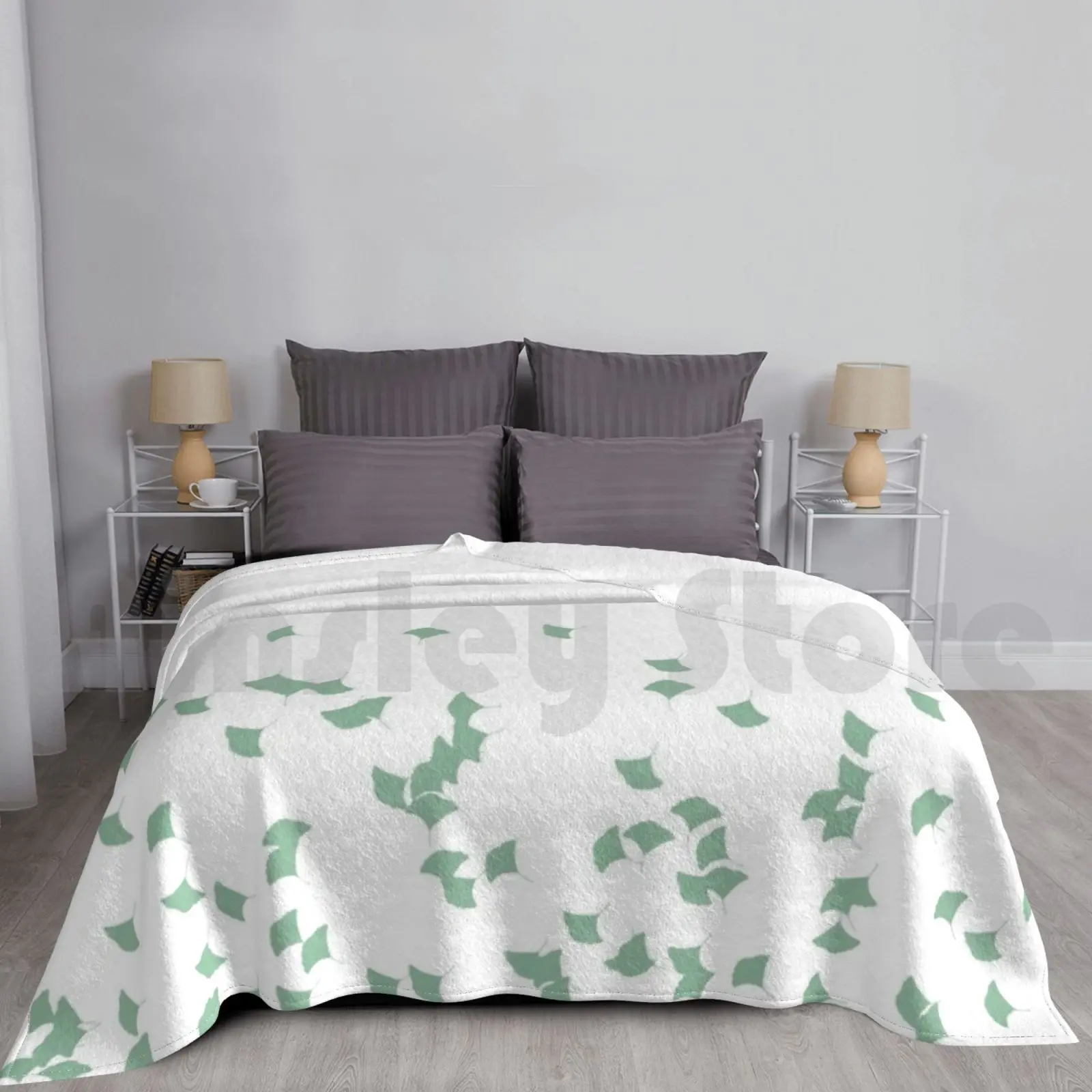 

Minimalist Gingko Leaves | Nature Digital Art Blanket For Sofa Bed Travel Nature Ginkgo Leaves Minimalist