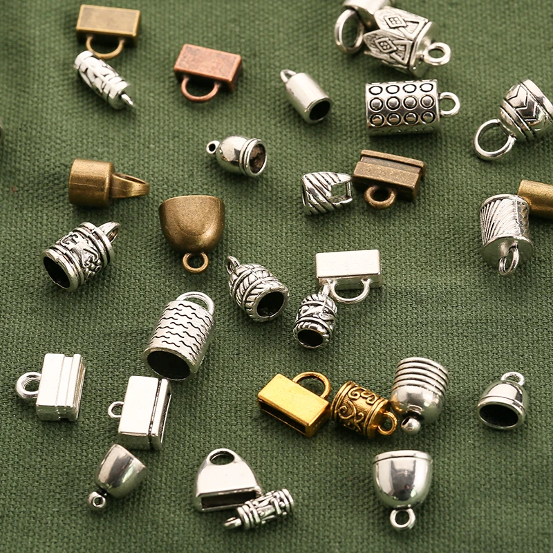 10-20 sztuk okrągłe zaślepki frędzle metalowe czapki z pętelką 2mm na okrągły skórzany sznurek bransoletka naszyjnik DIY akcesoria do wyrobu biżuterii — zdjęcie 7