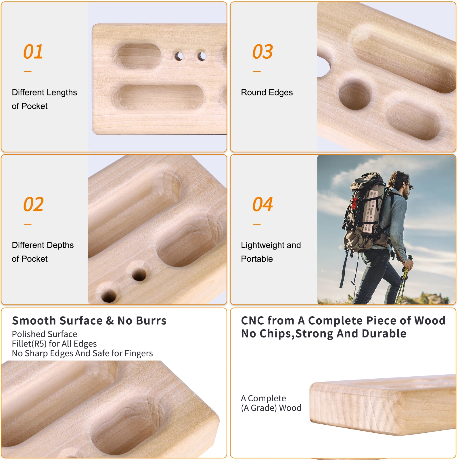 Immagine 5: Hangboard Portatile |   Hangboard per Arrampicata su Roccia |   Tavola da Arrampicata |   Regali per Arrampicatori su Roccia per Alpinisti