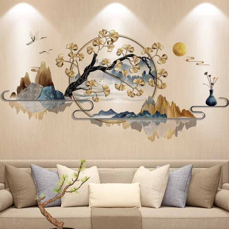 Chinese Style Landscape Wall Sticker Ginkgo Tree Home Decor Art Vinyl Wall Decal Creative Mural