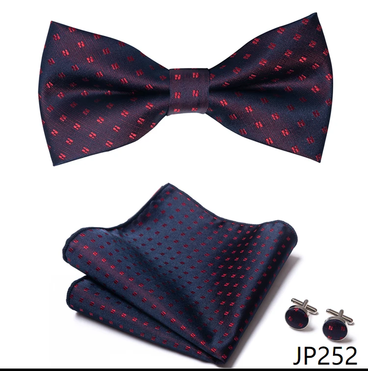 Great Quality Silver Office Butterfly Hanky Cufflink Set Bowtie For Men Geometric Hombre Formal Clothing