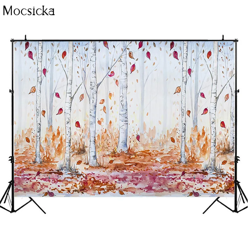 Mocsicka осенний фон для фотосъемки новорожденных с опалеными листьями, лесной фон, детский портретный декоративный реквизит для фотостудии