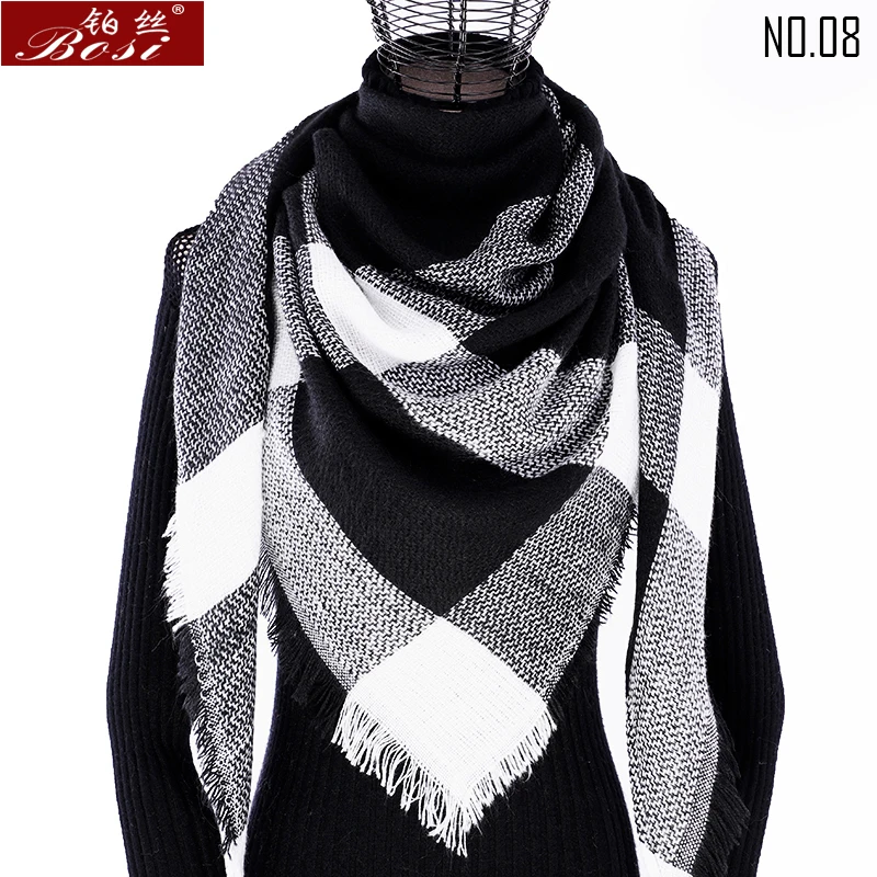 Winter cashmere plaid scarf shawl sjaal woman poncho triangle luxury brand bandana designer pashmina wrap large stoles luxury