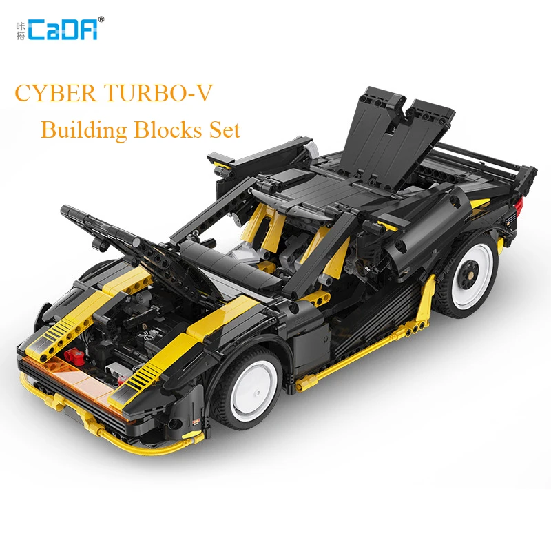 Cada High Technical RC Car Sport Racing Building Blocks City Remote Control Super Sports Vehicle Toys Gift Cyber Turbo-V Bricks