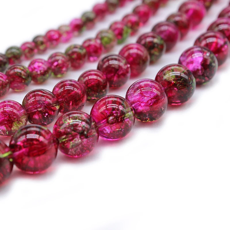 Natural Rose Green Red  Popcorn Watermelon Crystal Beads Round Beads Accessories For DIY Jewelry Wholesale