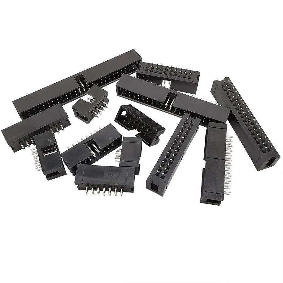 10Pcs IDC Box Header 6/8/10/12/14/16/18/20/24/26/30/34/40/50Pin Connector IDC Sockets 2.54mm Pitch Dual Row Straight DC3 Sockets