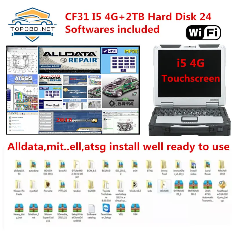 Auto Repair Software Alldata,Mitch..ll,atsg install Well on 2TB HDD with Toughbook CF31 Laptop i5 4GB Touch Screen Support Wifi