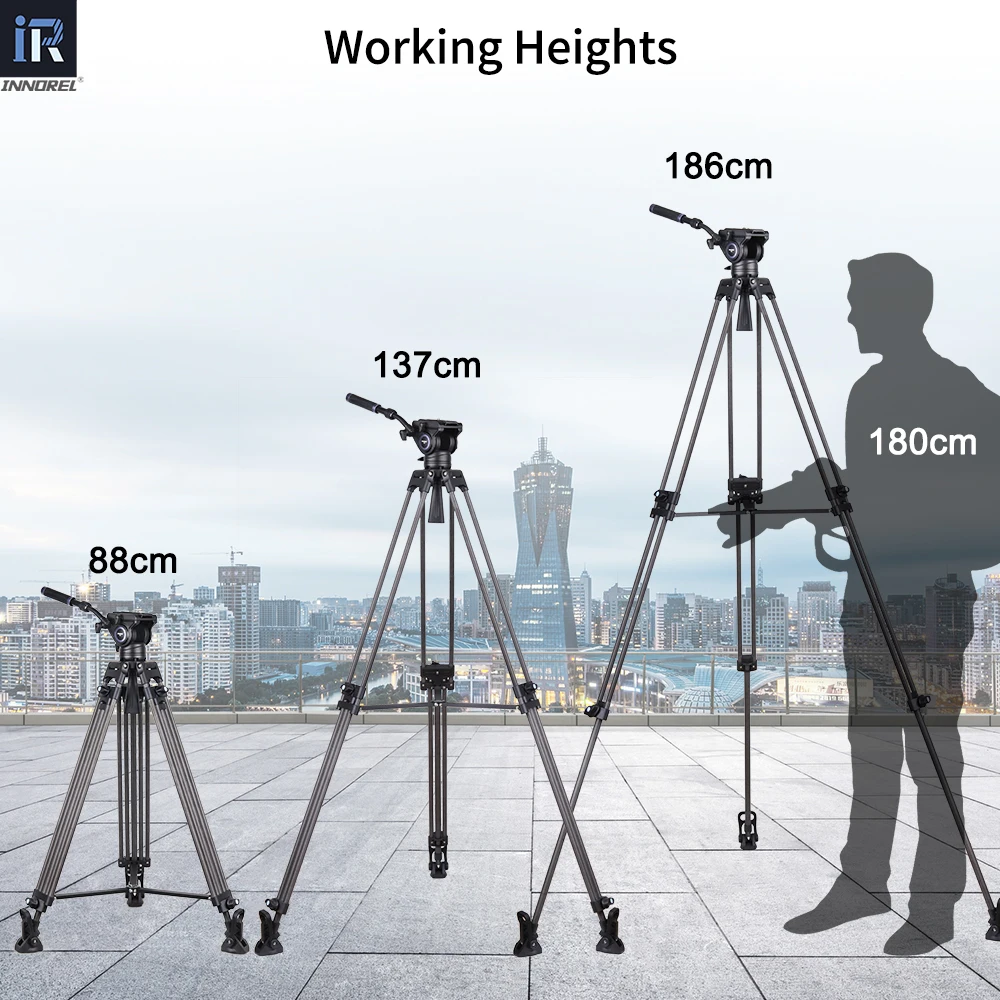 VT80C Professional Carbon Fiber Video 186cm Tripod Hydraulic Fluid Video Head F80 Load 12kg for Camera DSLR Portable Camera