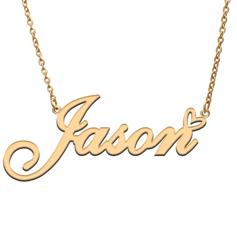 

Jason Love Heart Name Necklace for Women Stainless Steel Nameplate Pendant Jewelry Femme Mother Girls Gift