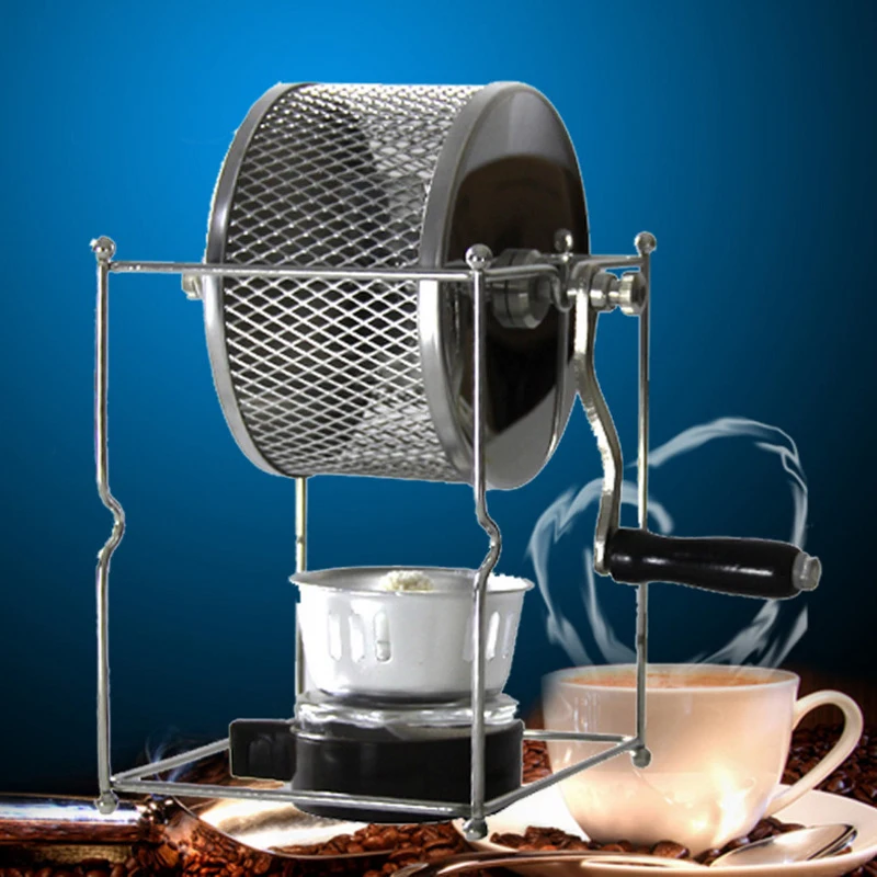 HiBPFV สแตนเลส Cranked อบถั่วเครื่องกาแฟ Bean Roaster ลูกกลิ้งเครื่องเบเกอรี่