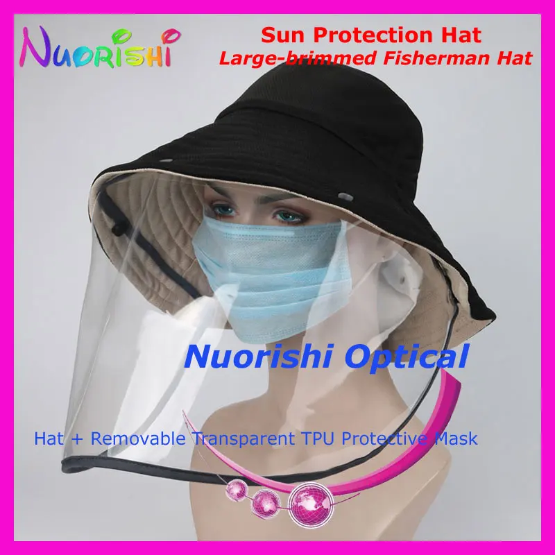 

Removable Large-brimmed Sun Protection Fisherman Hat Cap With TPU Protective Mask Anti-saliva Dustproof Cover CAP10 Free Shippin