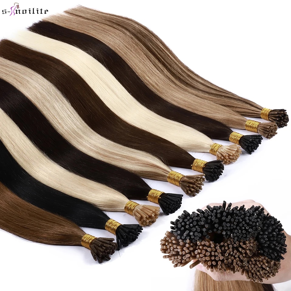 S-Noilite Microlink extensões de cabelo, cabelo humano reto, queratina de fusão, anel, pré-Bond loira, 1 g/s, 50pcs