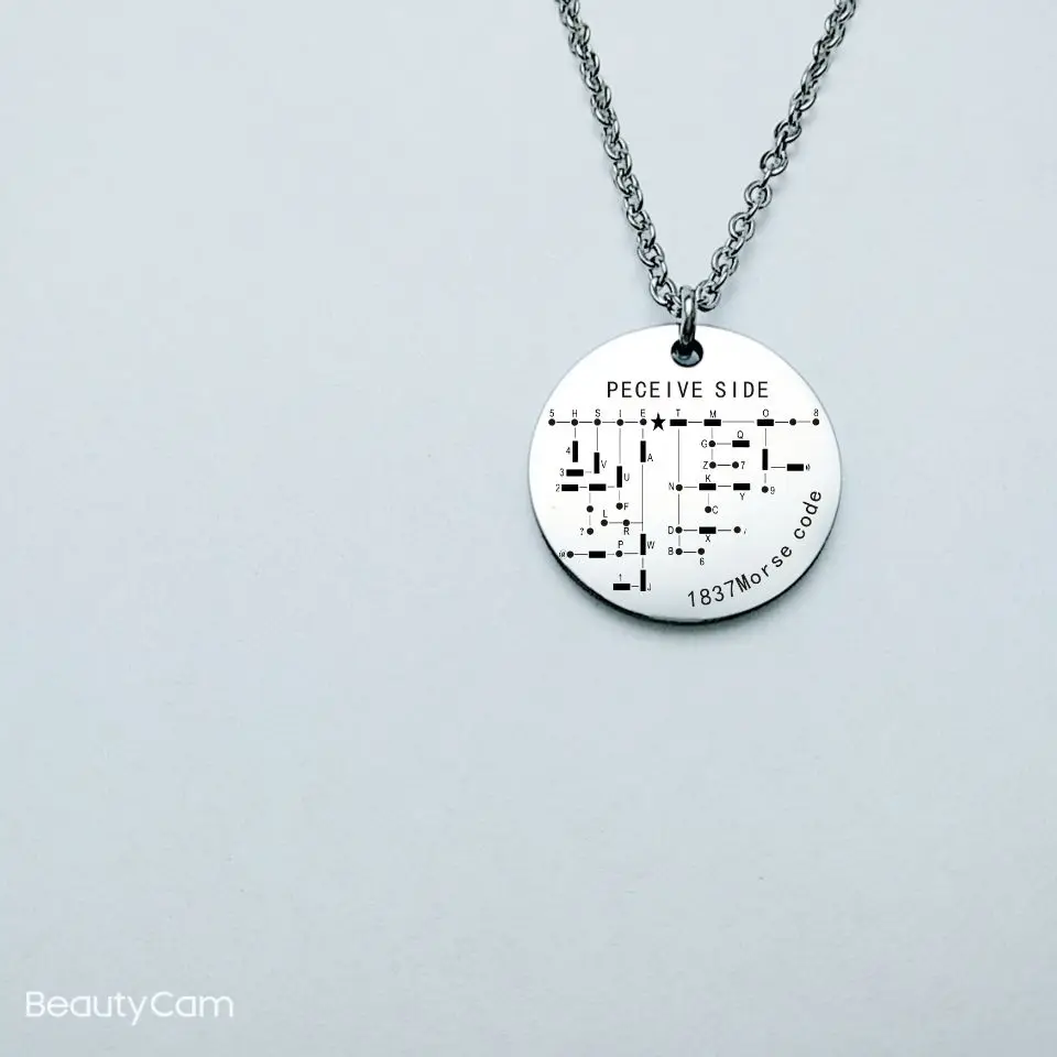 1PC Morse Code Morse Code Table CW Training Coin Morse Telegraph Trainer Necklace