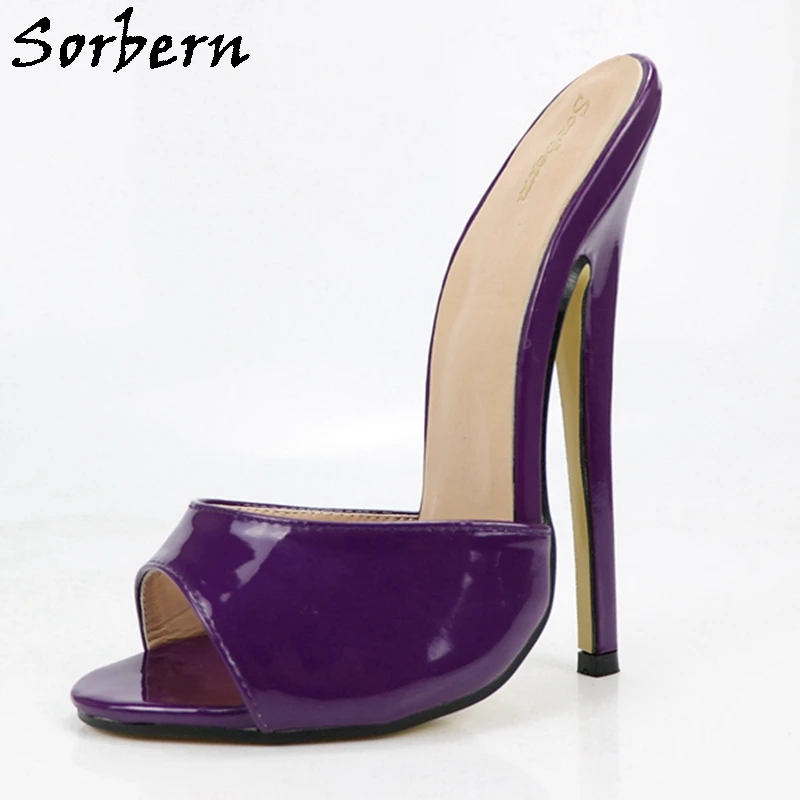 Sorbern Sexy Red 18Cm High Heels Slipper Open Toe Custom Stilettos Summer Shoes Pinup Sandals Alternative Mules Con Tacon